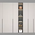 Modern Light Gray Wardrobe Interior With Open Shelves Storage Boxes And Baskets 3d model