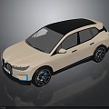 Modern Cream SUV With Black Roof Sleek Exterior And Blue Accents