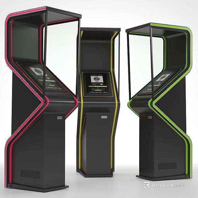 Stylish Modern Decorative Ornament Set With Pink Green Black Streamlined Design 3d model 