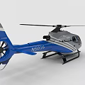 Blue And Gray Helicopter Model With NS016 Marking Rotor And Tail Design Details