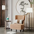 New Chinese-style Single Sofa 3d model