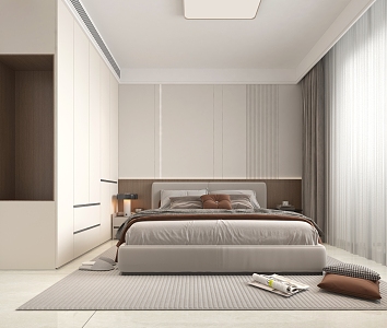 Modern Style Bedroom Wardrobe Bed Combination 3d model