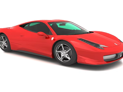 Red Sports Car With Streamlined Body Design And Black Alloy Wheels 3d model