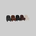 Modern Upholstered Single Chair With Rounded Backrest In Brown And White Fabric