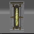 Building Exterior Wall With White Marble Surface Golden Decorations And Arched Stained Glass Window