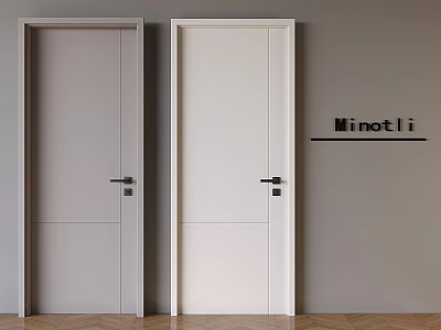Minotti Light Gray And White Hinged Doors Modern Design With Wooden Flooring Interior 3d model