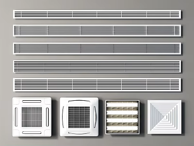 Linear And Square Air Conditioner Vents With Modern Grille Design For Home Use 3d model