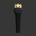Black Microphone With Gold Crown Featuring Red Yellow Accents On Top