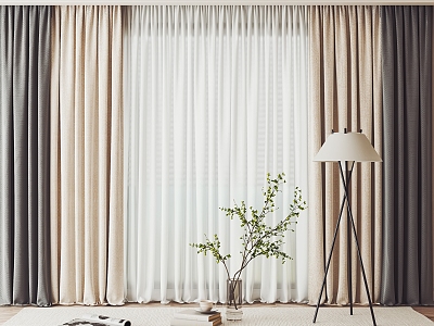 Modern Curtain Fabric Curtain Combination Floor model