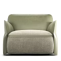 Modern Light Green Single Sofa with Fabric Cushion and Sleek Armrest Design