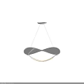 Modern Sleek Hanging Chandelier With Silver Frame And Transparent Curved Design For Modern Home Interior