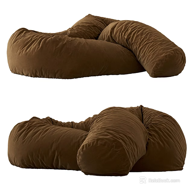 Brown Bean Bag Chair Soft Cozy Flexible Design For Living Room Seating Comfort 3d model 