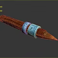 Textured Wooden Pen With Blue Metal Band And Conical Tip