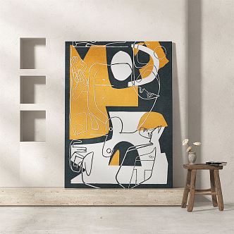 Modern abstract painting graffiti decorative painting 3d model