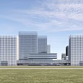 Modern Urban Architecture With Tall Glass Buildings Open Plaza And Walkways