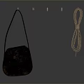 Brown Fabric Bag With Wall Hooks And Braided Rope As Practical Household Items 3d model