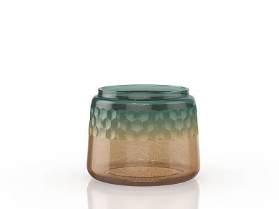 Stylish Glass Jar With Gradient Green To Brown Honeycomb Texture Design 3d model