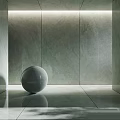 Modern Interior Decorative Component With Round Shape Sleek Surface And Gray Walls 3d model