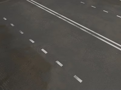 Road Infrastructure With Asphalt Pavement White Traffic Lane Markings And Dividers 3d model