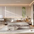 Modern Bedroom Interior Design With Bed Mirror Dressing Table Wardrobe And Rug 3d model