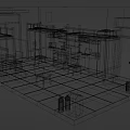 Cartoon Dormitory Scene With Bunk Beds Desks Chairs Lockers And Trash Bins