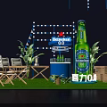 Heineken 0.0 Outdoor Setup Featuring Green Bottle Blue Cooler Chairs And Plants