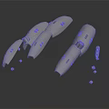 Two Metallic Spacecraft Components With Scattered Small Parts On White Background