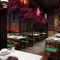 Korean BBQ Restaurant Exterior With Red Signage And Dining Tables