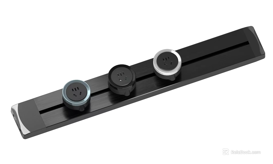 Three Different Colored Metal Door Handles On Black Sliding Bar Modern Home Hardware 3d model 