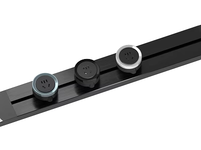 Three Different Colored Metal Door Handles On Black Sliding Bar Modern Home Hardware 3d model