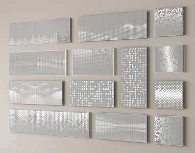 Modern Perforated Panel Background Wall Hollow Aluminum Panel Hollow Panel Perforated Panel 3d model