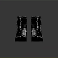 Black Leather High Top Boots With Metallic Buckles Stylish Design Elements 3d model