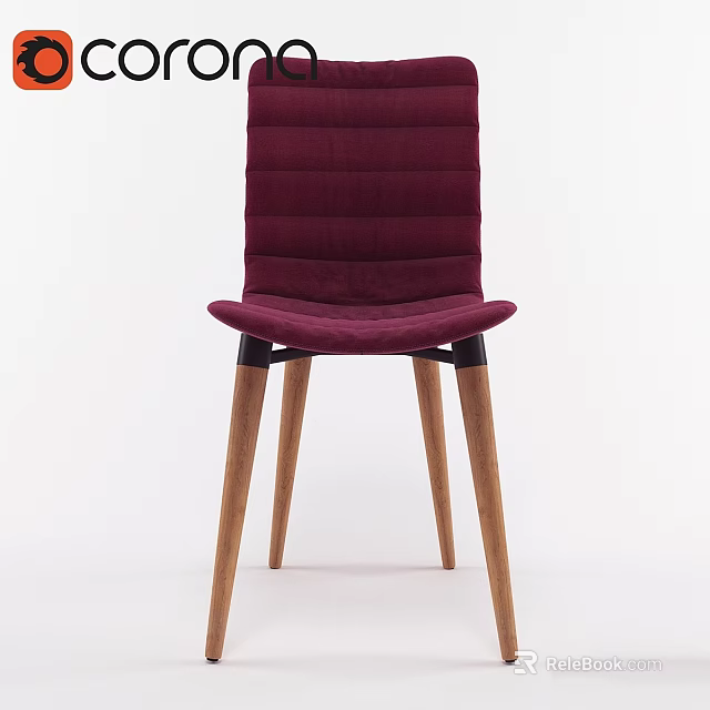 Comfortable Modern Burgundy Vertical Striped Velvet Chair With Light Wooden Legs 3d model 