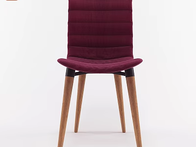 Comfortable Modern Burgundy Vertical Striped Velvet Chair With Light Wooden Legs 3d model