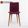 Comfortable Modern Burgundy Vertical Striped Velvet Chair With Light Wooden Legs