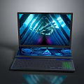 Futuristic Gaming Laptop With Illuminated Screen RGB Keyboard And Sleek Design