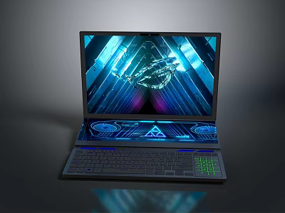 Futuristic Gaming Laptop With Illuminated Screen RGB Keyboard And Sleek Design 3d model