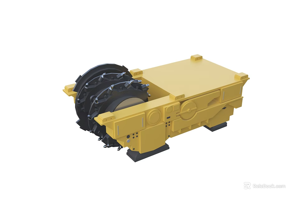 Yellow Heavy Duty Industrial Equipment With Mechanical Structure And Black Components 3d model 