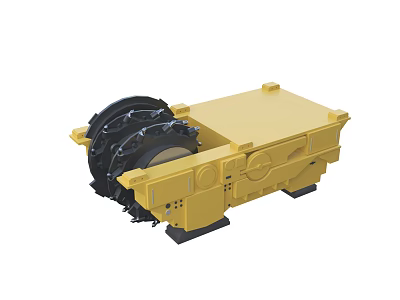 Yellow Heavy Duty Industrial Equipment With Mechanical Structure And Black Components 3d model