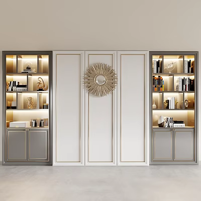 Elegant Modern Bookcase Design With Built in Lighting And Decorative Display Shelves 3d model