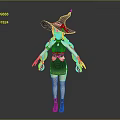 3D Witch Character Model With Purple Outfit Wizard Hat And Blonde Hair