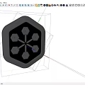 Black Hexagonal Object With Dumbbell Patterns In Room With Window And Wooden Floor