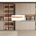 Modern Wine Cabinet With Glass Doors LED Lighting And Wine Bottle