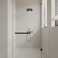 Modern Bathroom With Transparent Green Bathtub And Smart Toilet