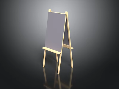 Wooden Easel Tripod Stand With Blank Gray Board For Home Art Studio 3d model