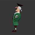 Friendly Cartoon Character Wearing Green Coat Blue Vest And Brown Triangular Hat With Outstretched Arms