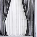 Elegant Dark Gray Velvet Curtains With White Sheer Panels And Tiebacks For Home Window