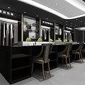 Modern Clothing Store Interior With Stylish Display Racks And Cashier Counter