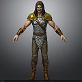 Man In Yellow Shoulder Armor Silver Scale Vest Brown Pants Boots And Arm Bracers