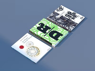 Stylish Book Magazine Covers With Green White Patterns And Black Text 3d model
